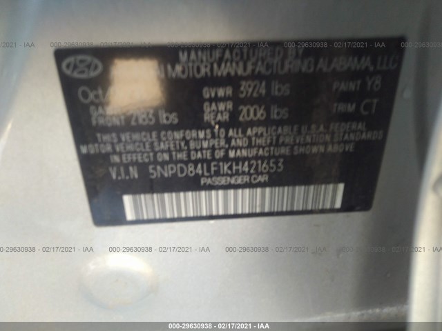 Photo 8 VIN: 5NPD84LF1KH421653 - HYUNDAI ELANTRA 