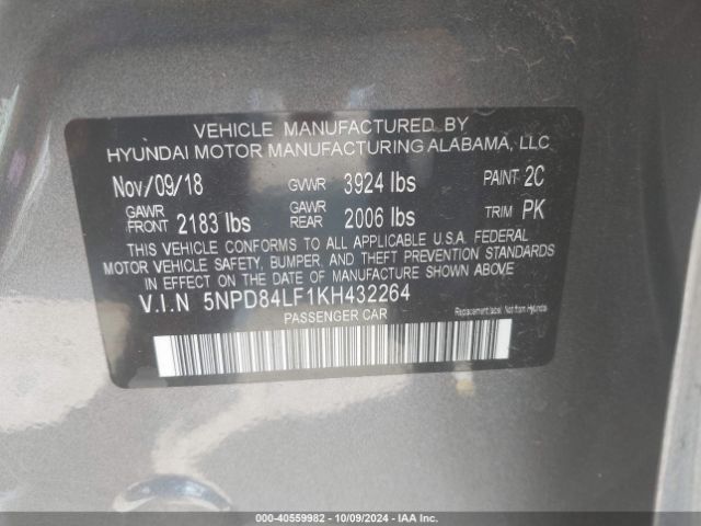 Photo 8 VIN: 5NPD84LF1KH432264 - HYUNDAI ELANTRA 