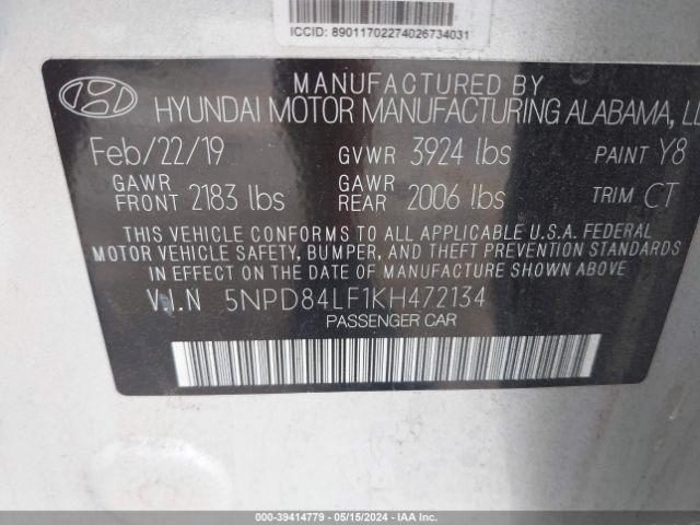 Photo 8 VIN: 5NPD84LF1KH472134 - HYUNDAI ELANTRA 