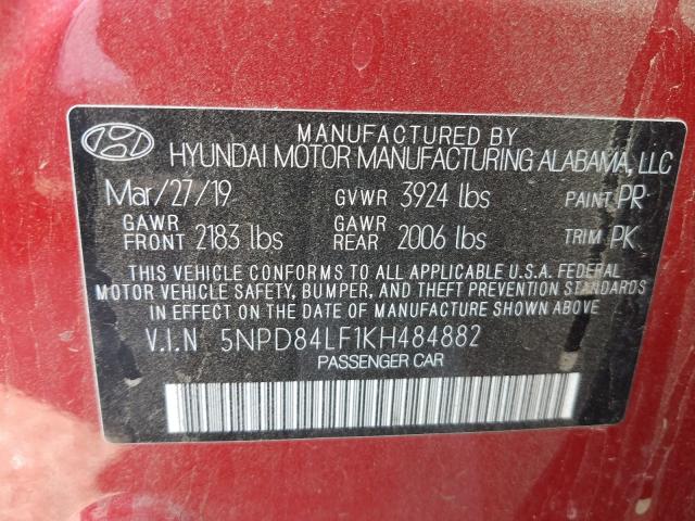 Photo 9 VIN: 5NPD84LF1KH484882 - HYUNDAI ELANTRA SE 