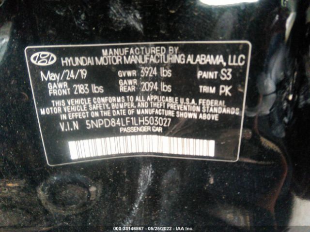 Photo 8 VIN: 5NPD84LF1LH503027 - HYUNDAI ELANTRA 