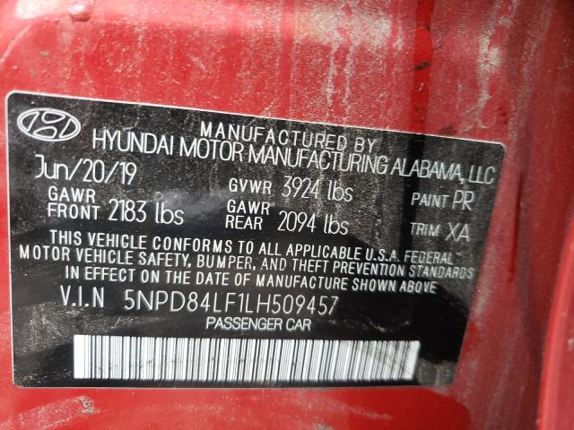 Photo 9 VIN: 5NPD84LF1LH509457 - HYUNDAI ELANTRA SE 