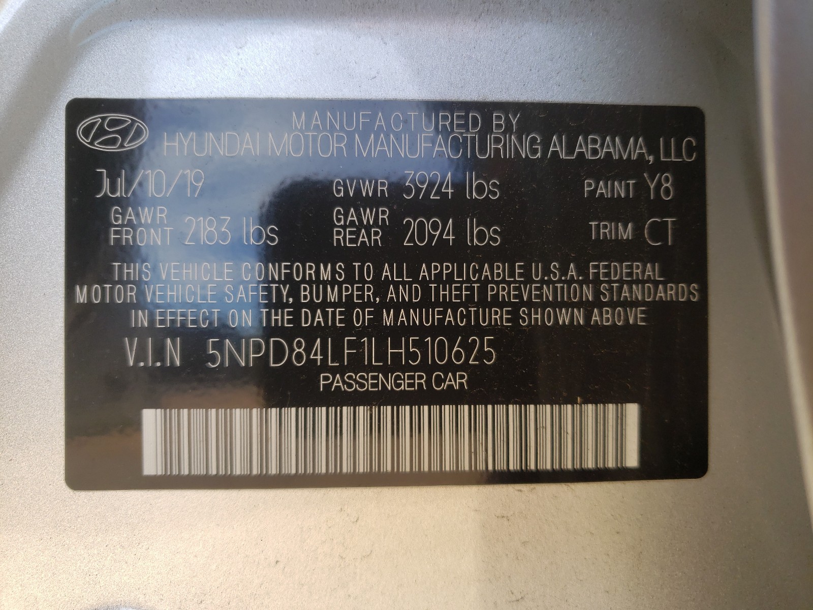 Photo 9 VIN: 5NPD84LF1LH510625 - HYUNDAI ELANTRA SE 