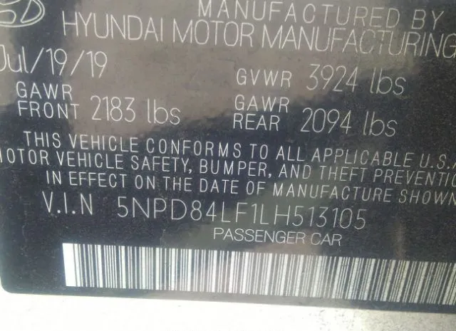 Photo 8 VIN: 5NPD84LF1LH513105 - HYUNDAI ELANTRA 