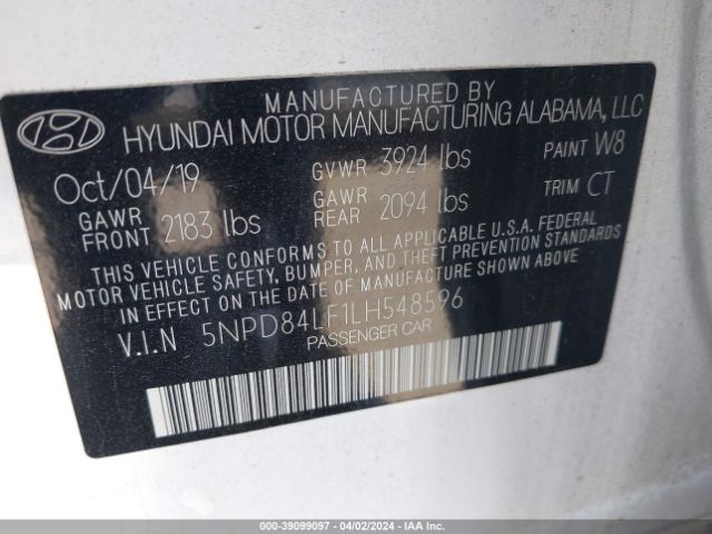 Photo 8 VIN: 5NPD84LF1LH548596 - HYUNDAI ELANTRA 