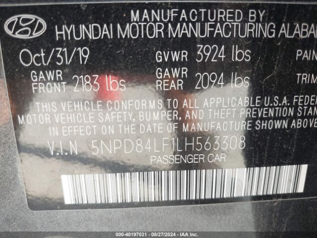 Photo 8 VIN: 5NPD84LF1LH563308 - HYUNDAI ELANTRA 