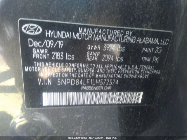 Photo 8 VIN: 5NPD84LF1LH572574 - HYUNDAI ELANTRA 