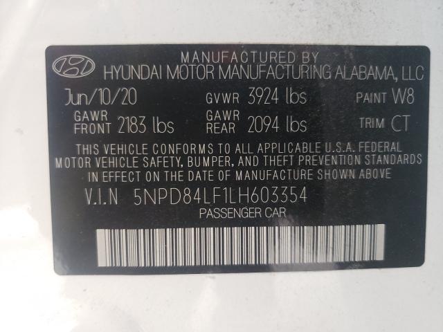 Photo 9 VIN: 5NPD84LF1LH603354 - HYUNDAI ELANTRA SE 