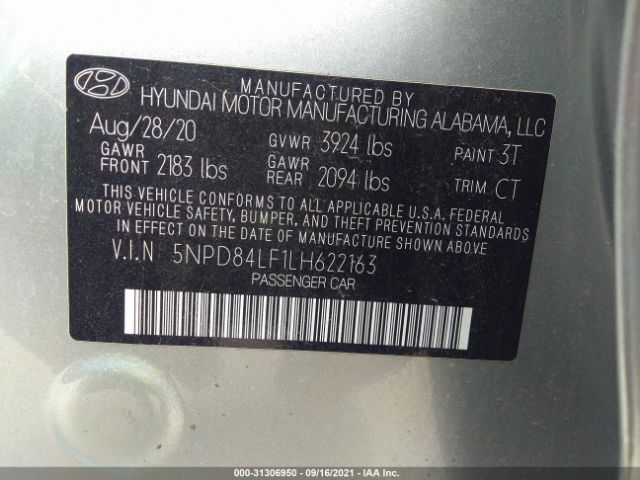 Photo 8 VIN: 5NPD84LF1LH622163 - HYUNDAI ELANTRA 