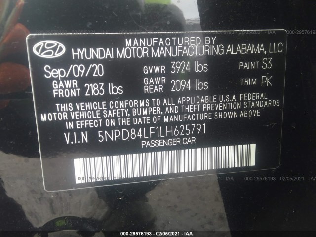 Photo 8 VIN: 5NPD84LF1LH625791 - HYUNDAI ELANTRA 