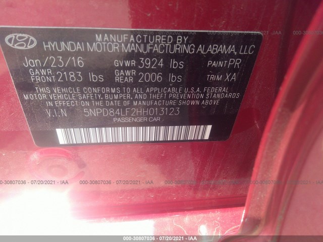 Photo 8 VIN: 5NPD84LF2HH013123 - HYUNDAI ELANTRA 