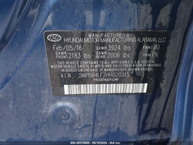 Photo 8 VIN: 5NPD84LF2HH020315 - HYUNDAI ELANTRA 