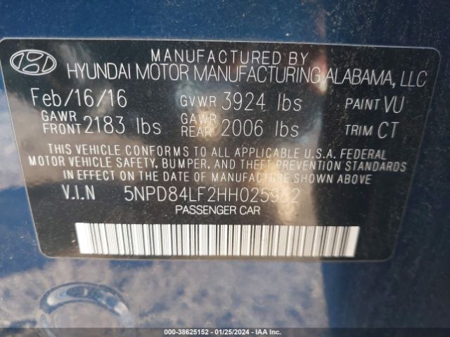 Photo 8 VIN: 5NPD84LF2HH025952 - HYUNDAI ELANTRA 