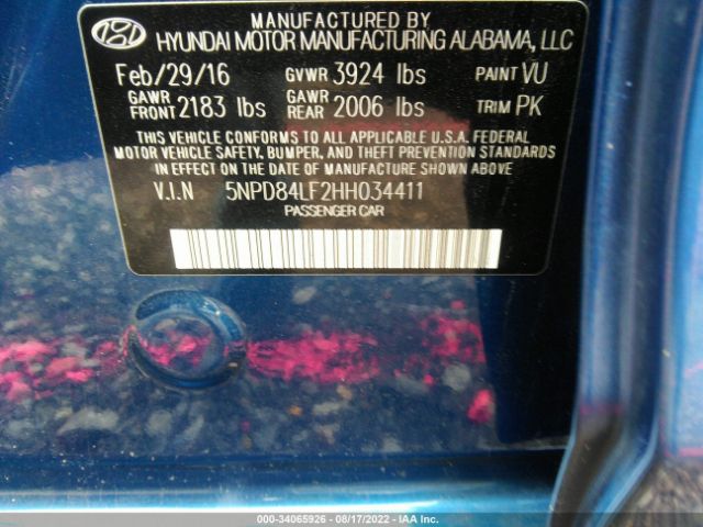 Photo 8 VIN: 5NPD84LF2HH034411 - HYUNDAI ELANTRA 