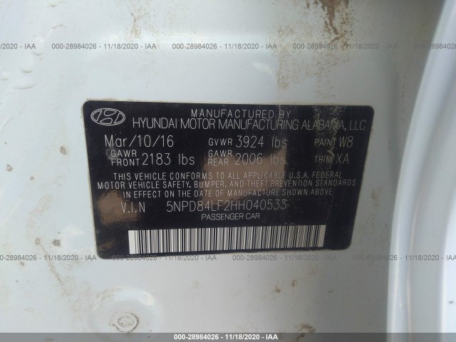 Photo 8 VIN: 5NPD84LF2HH040533 - HYUNDAI ELANTRA 