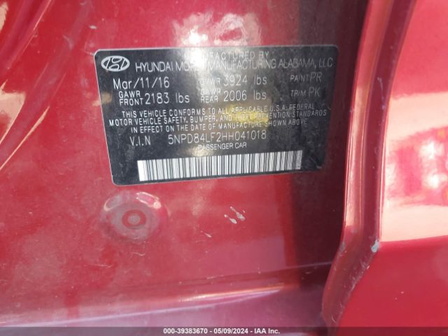 Photo 8 VIN: 5NPD84LF2HH041018 - HYUNDAI ELANTRA 