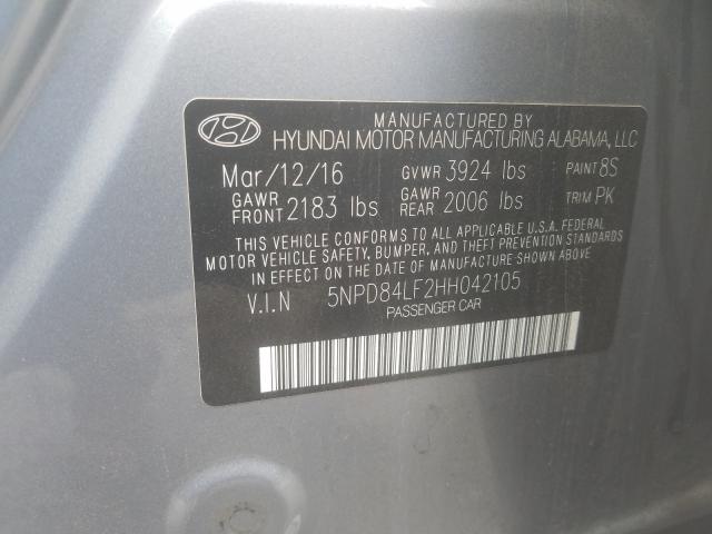 Photo 9 VIN: 5NPD84LF2HH042105 - HYUNDAI ELANTRA SE 