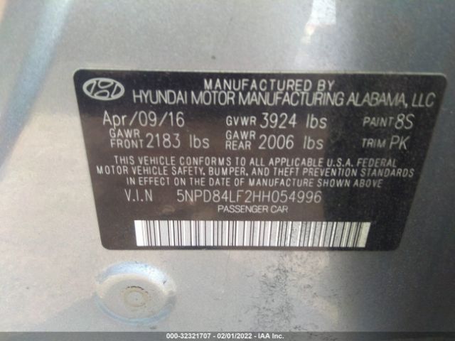 Photo 8 VIN: 5NPD84LF2HH054996 - HYUNDAI ELANTRA 