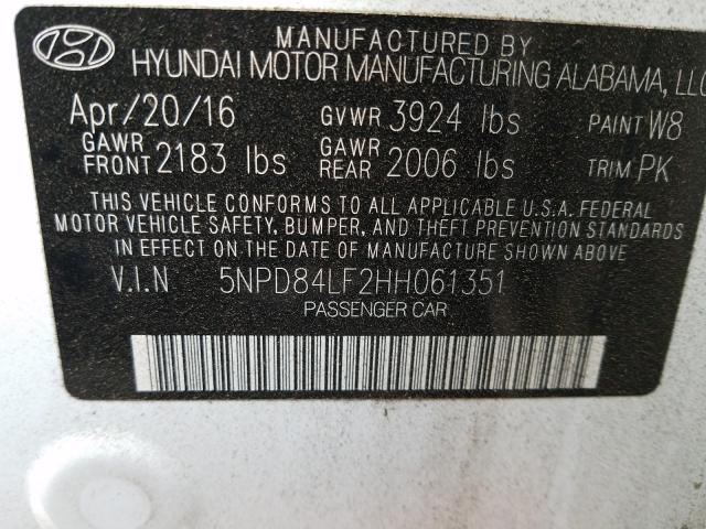 Photo 9 VIN: 5NPD84LF2HH061351 - HYUNDAI ELANTRA SE 