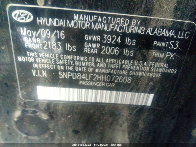 Photo 8 VIN: 5NPD84LF2HH072608 - HYUNDAI ELANTRA 