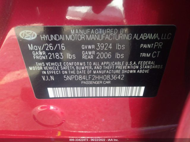 Photo 8 VIN: 5NPD84LF2HH083642 - HYUNDAI ELANTRA 