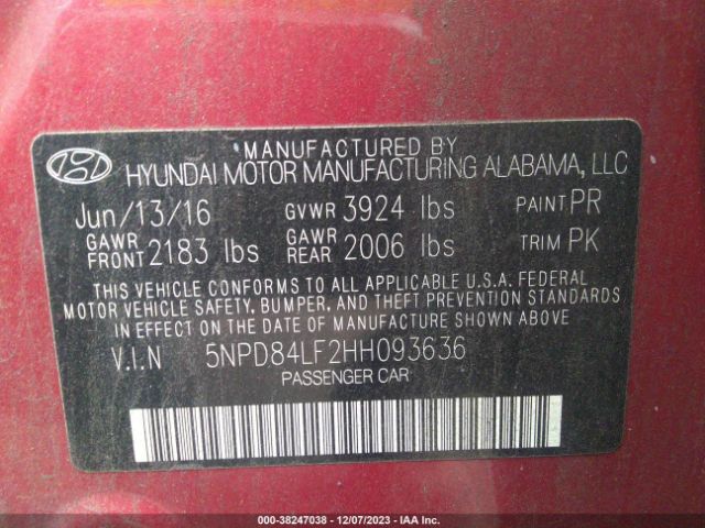 Photo 8 VIN: 5NPD84LF2HH093636 - HYUNDAI ELANTRA 