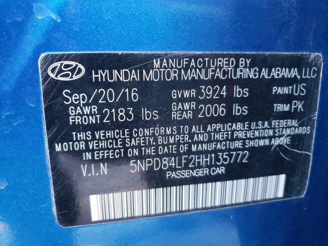 Photo 9 VIN: 5NPD84LF2HH135772 - HYUNDAI ELANTRA SE 