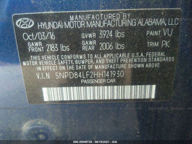 Photo 8 VIN: 5NPD84LF2HH141930 - HYUNDAI ELANTRA 