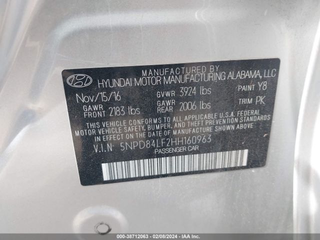 Photo 8 VIN: 5NPD84LF2HH160963 - HYUNDAI ELANTRA 