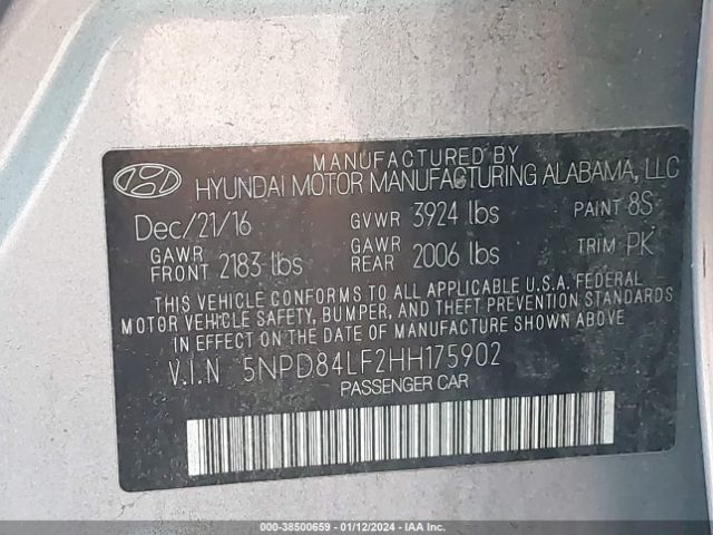 Photo 8 VIN: 5NPD84LF2HH175902 - HYUNDAI ELANTRA 