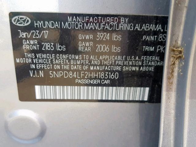 Photo 9 VIN: 5NPD84LF2HH183160 - HYUNDAI ELANTRA SE 