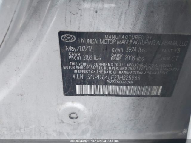 Photo 8 VIN: 5NPD84LF2JH225963 - HYUNDAI ELANTRA 