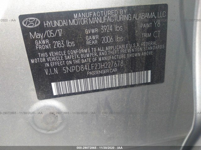 Photo 8 VIN: 5NPD84LF2JH227678 - HYUNDAI ELANTRA 