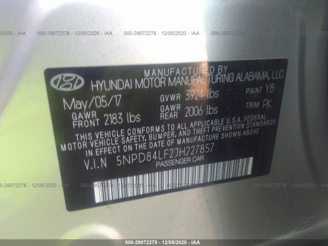 Photo 8 VIN: 5NPD84LF2JH227857 - HYUNDAI ELANTRA 