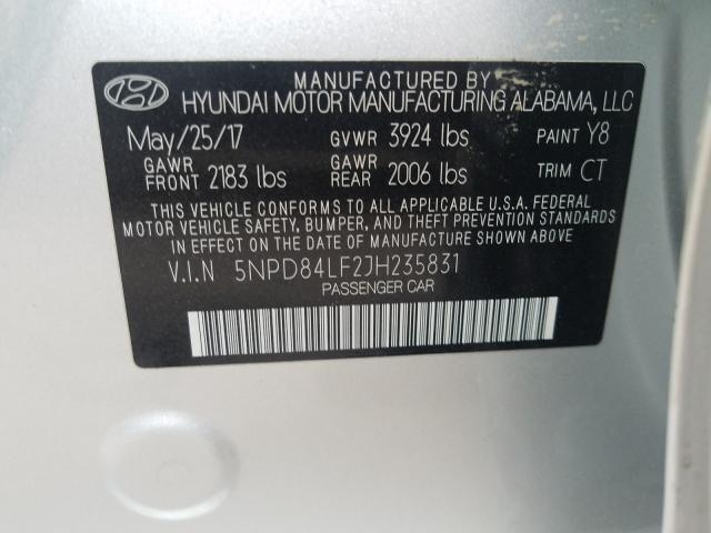 Photo 9 VIN: 5NPD84LF2JH235831 - HYUNDAI ELANTRA SE 