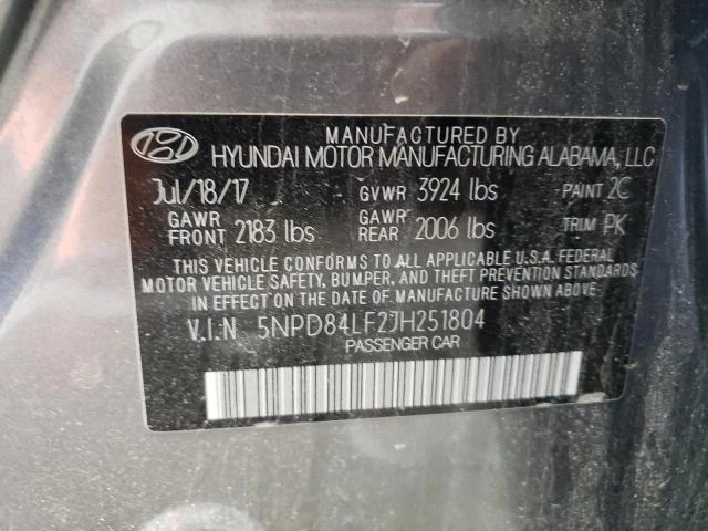 Photo 12 VIN: 5NPD84LF2JH251804 - HYUNDAI ELANTRA SE 