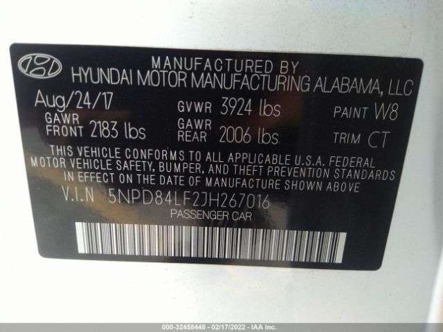 Photo 8 VIN: 5NPD84LF2JH267016 - HYUNDAI ELANTRA 