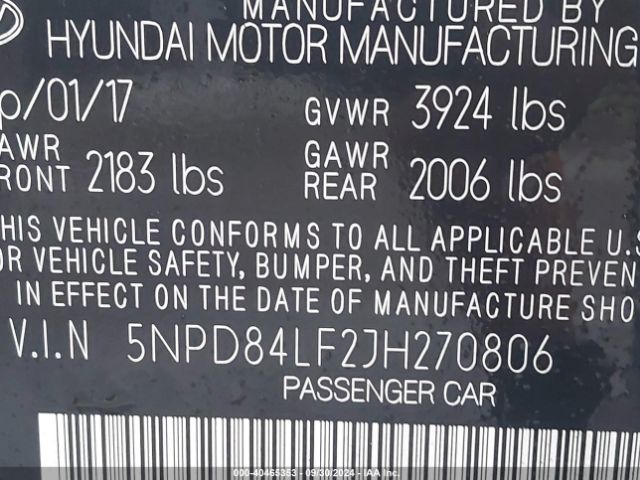 Photo 8 VIN: 5NPD84LF2JH270806 - HYUNDAI ELANTRA 