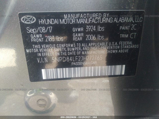 Photo 8 VIN: 5NPD84LF2JH272765 - HYUNDAI ELANTRA 