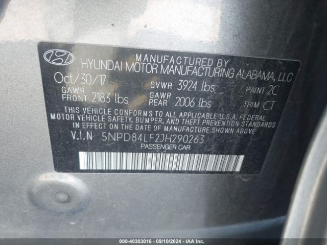 Photo 8 VIN: 5NPD84LF2JH290263 - HYUNDAI ELANTRA 