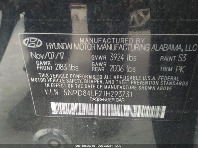 Photo 8 VIN: 5NPD84LF2JH293731 - HYUNDAI ELANTRA 