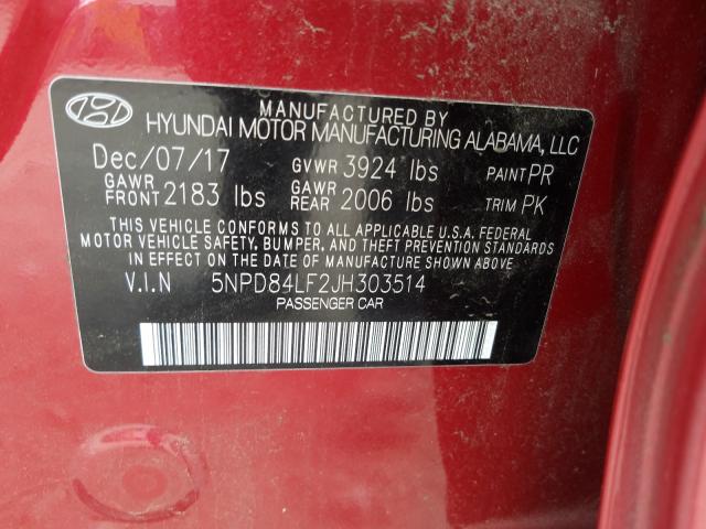 Photo 9 VIN: 5NPD84LF2JH303514 - HYUNDAI ELANTRA 