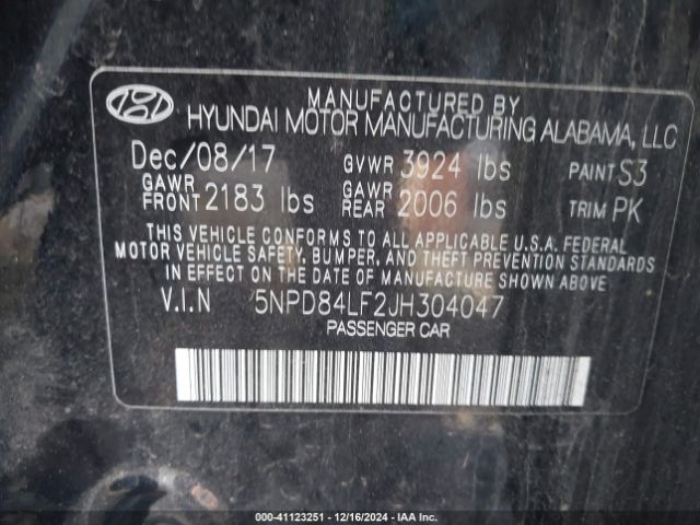 Photo 8 VIN: 5NPD84LF2JH304047 - HYUNDAI ELANTRA 