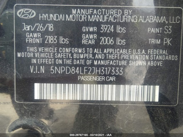 Photo 8 VIN: 5NPD84LF2JH317333 - HYUNDAI ELANTRA 