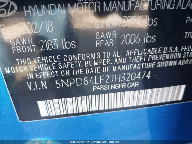 Photo 8 VIN: 5NPD84LF2JH320474 - HYUNDAI ELANTRA 