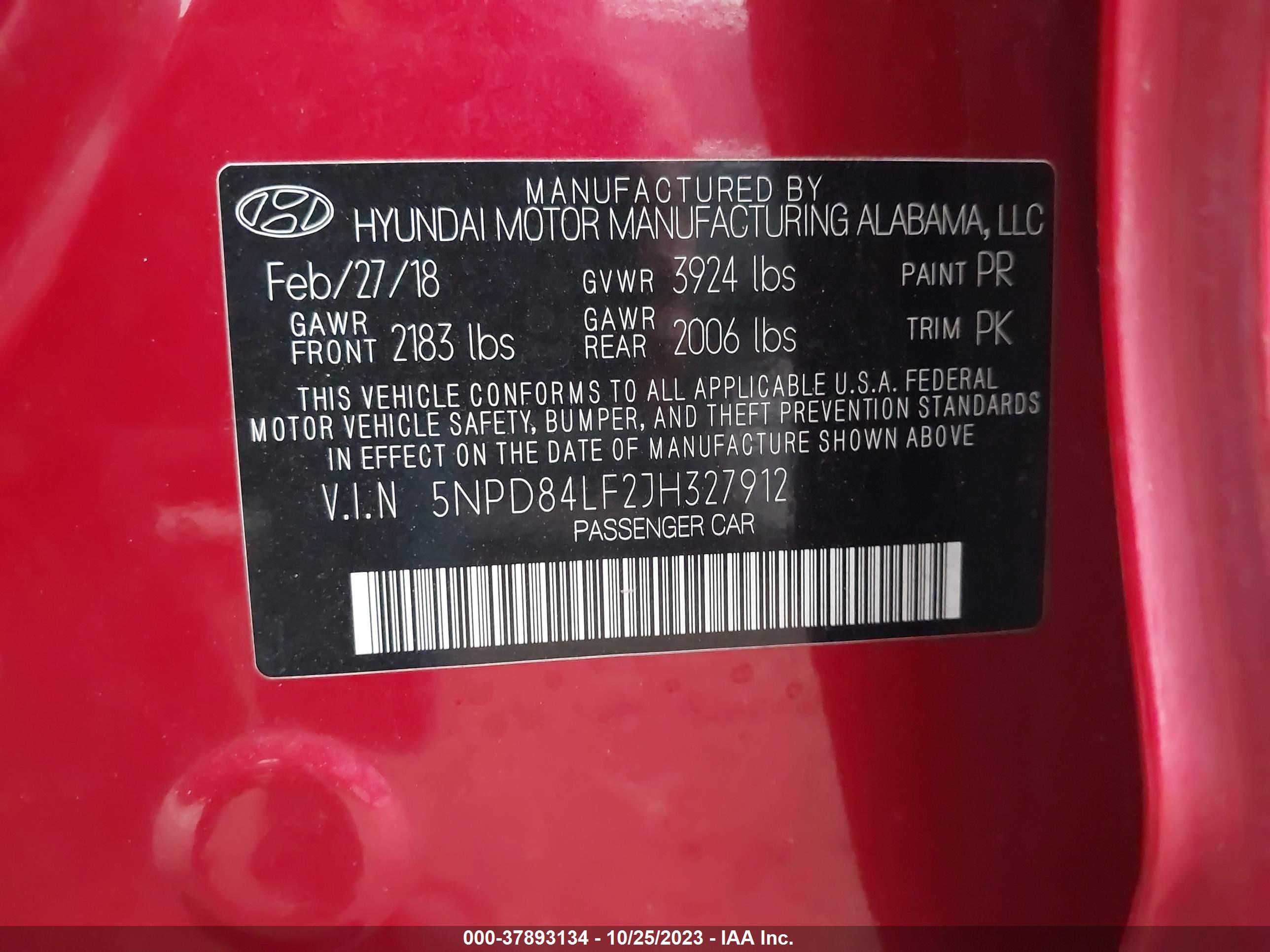 Photo 8 VIN: 5NPD84LF2JH327912 - HYUNDAI ELANTRA 