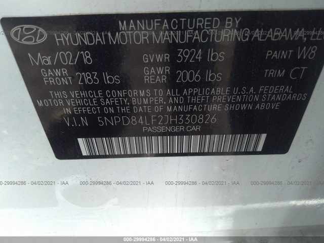 Photo 8 VIN: 5NPD84LF2JH330826 - HYUNDAI ELANTRA 