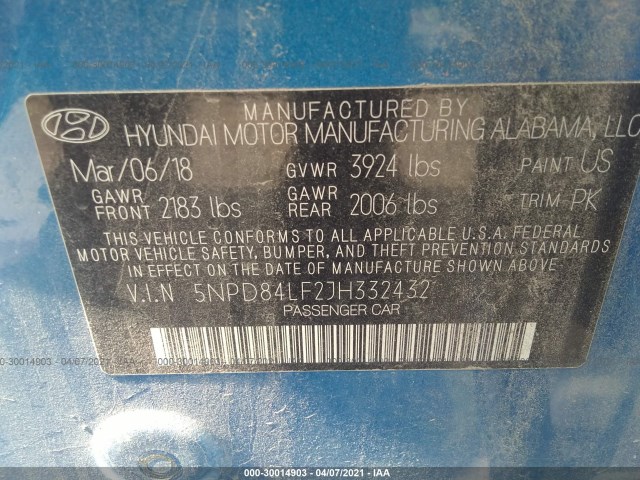 Photo 8 VIN: 5NPD84LF2JH332432 - HYUNDAI ELANTRA 