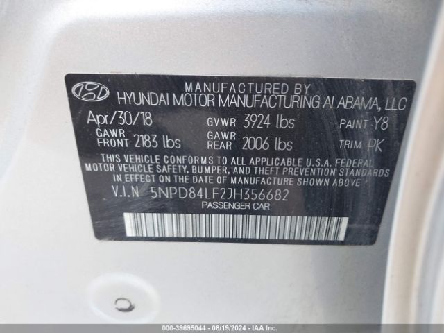 Photo 8 VIN: 5NPD84LF2JH356682 - HYUNDAI ELANTRA 