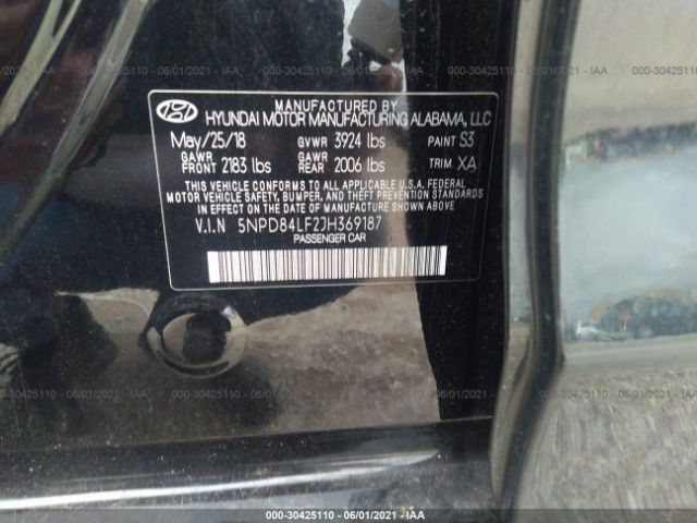 Photo 8 VIN: 5NPD84LF2JH369187 - HYUNDAI ELANTRA 